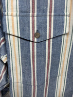 New Men’s Panhandle Slim Multicolor Stripe Long Sleeve Button Up Large Q-52