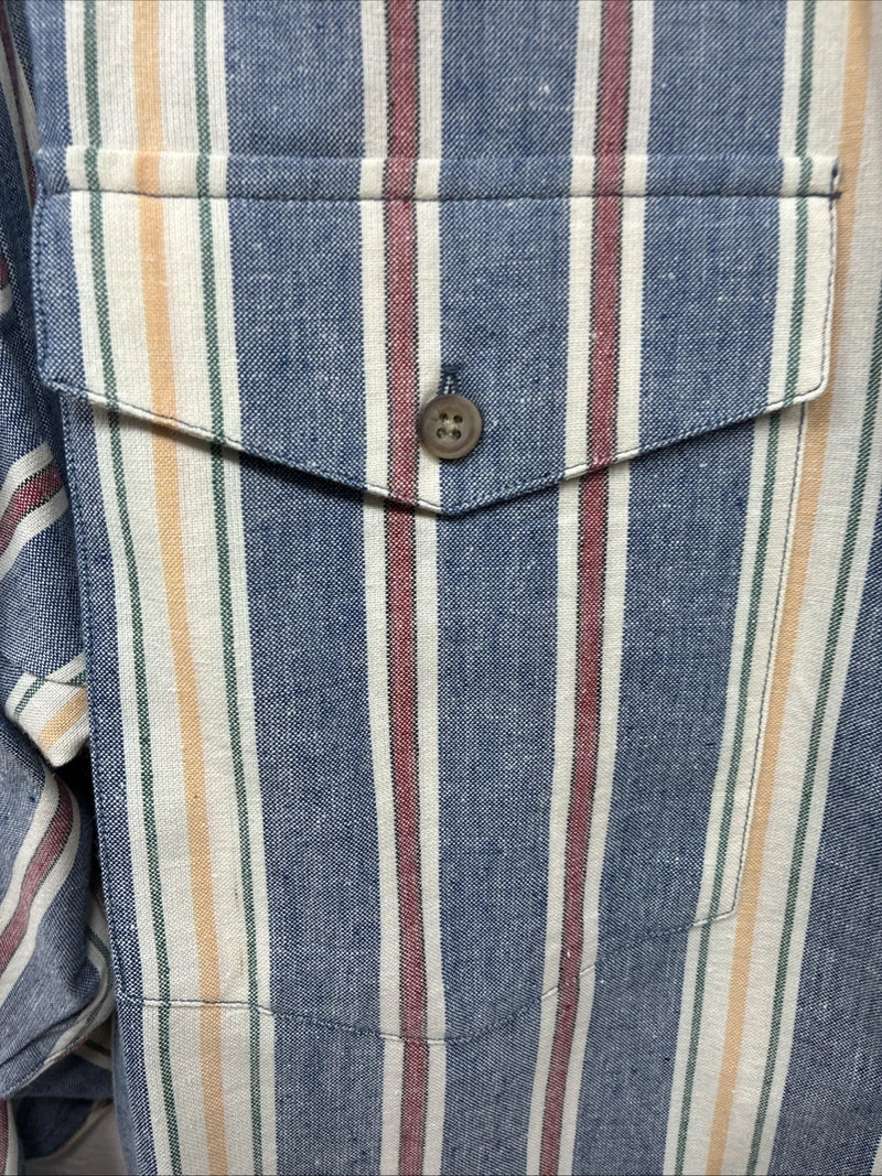 New Men’s Panhandle Slim Multicolor Stripe Long Sleeve Button Up Large Q-52