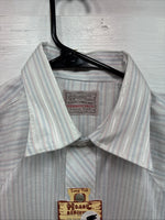 New Men’s H Bar C White Stripe Long Sleeve Pearl Snap 15 Medium J-46