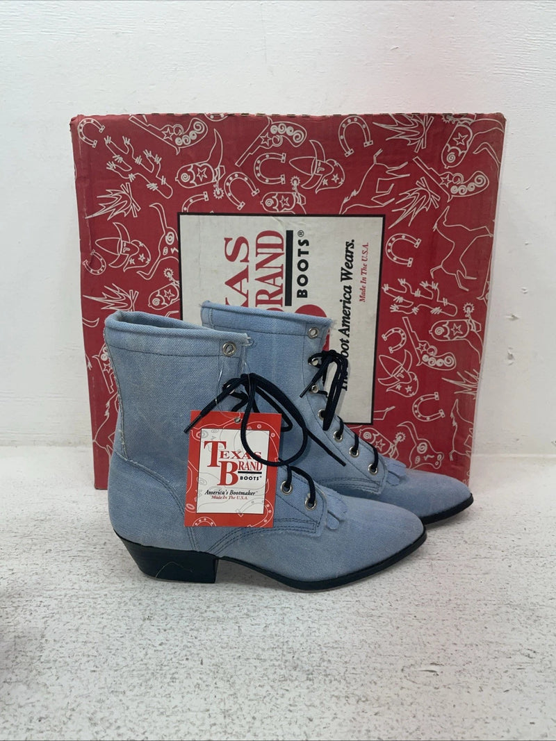 New Kids Blue Lace Up Texas Brand Cowboy Boots. P C 9169161 2.5 2 1/2 D. 23-159