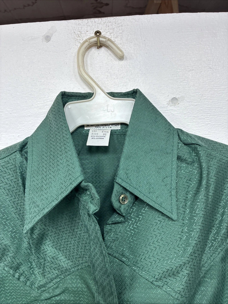 New Woman Dickson Jenkins Green Long Sleeve Pearl Snap Size 32 KK-70