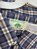 New Men’s Mesquite Blue Flannel Long Sleeve Pearl Snap 20 X 36 4XL  H-62
