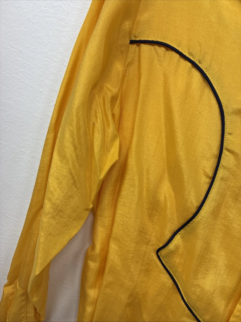 New Women’s Pioneer Wear Yellow Blue Long Sleeve Button Up Medium YY-77