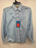 New Women’s ELY Champion Blue Long Sleeve Pearl Snap Medium KK-39