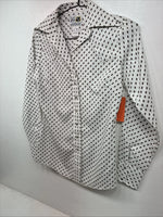 New Women’s Dickson Jenkins White Brown Long Sleeve Pearl Snap Size 30 KK-94