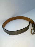 New Black Genuine Leather Circle Y Gold Glitter 30” Belt #F23 JJ-45