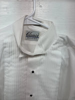New Classix White Long Sleeve Button Up English Shirt 14-14.5 Small X-93