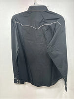New Women’s White Horse Black Design Long Sleeve Pearl Snap Large LL-112