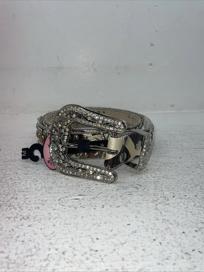 New Cow Print Genuine Leather Blazin Roxx Bling M Belt #N3510602 Z-23