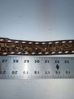 New Brown Genuine Leather Weaved And Tooled 30” Belt #203 JJ-94