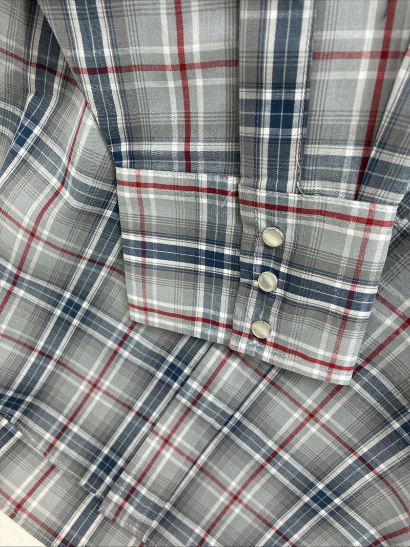 New Men’s ELY Cattleman Gray Multiple Flannel Long Sleeve Pearl Snap 2XL F-62