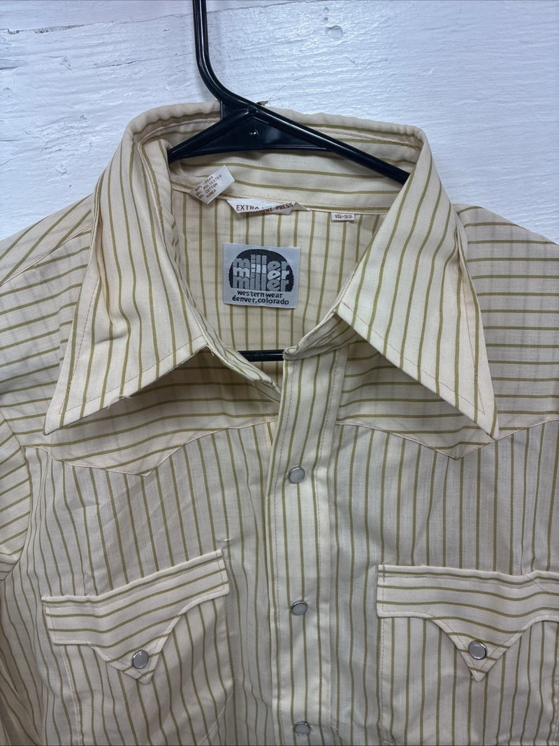 New Kids Miller Yellow Stripe Long Sleeve Pearl Snap Size XL CC-122