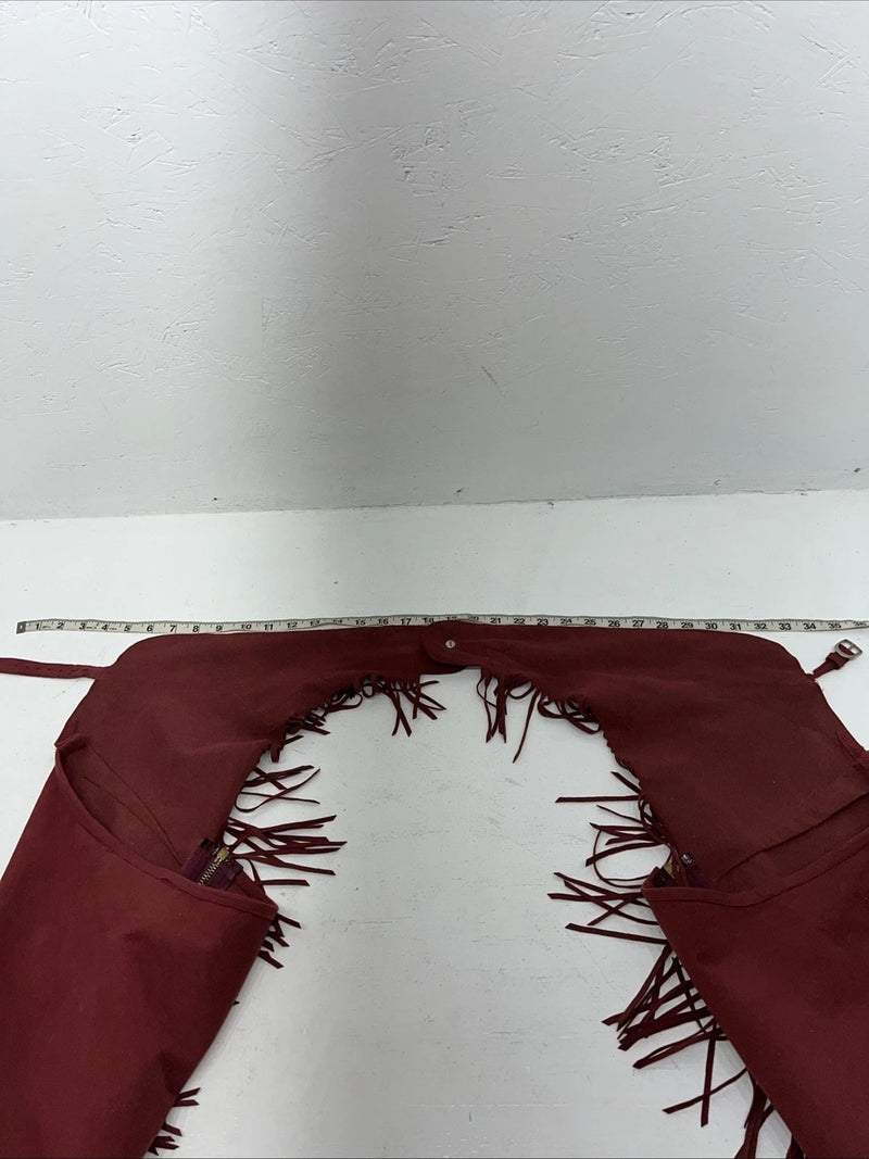 NOS Burgundy Show Chaps With Fringe Adjustable Waist 35” N-19
