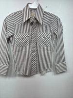 New Kids Kangaroo Brown Stripe long Sleeve Pearl Snap Size 8 DD-136