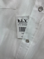 New Men’s ELY Cattleman White Designed Long Sleeve Pearl Snap 17 X. 35 XL R-34