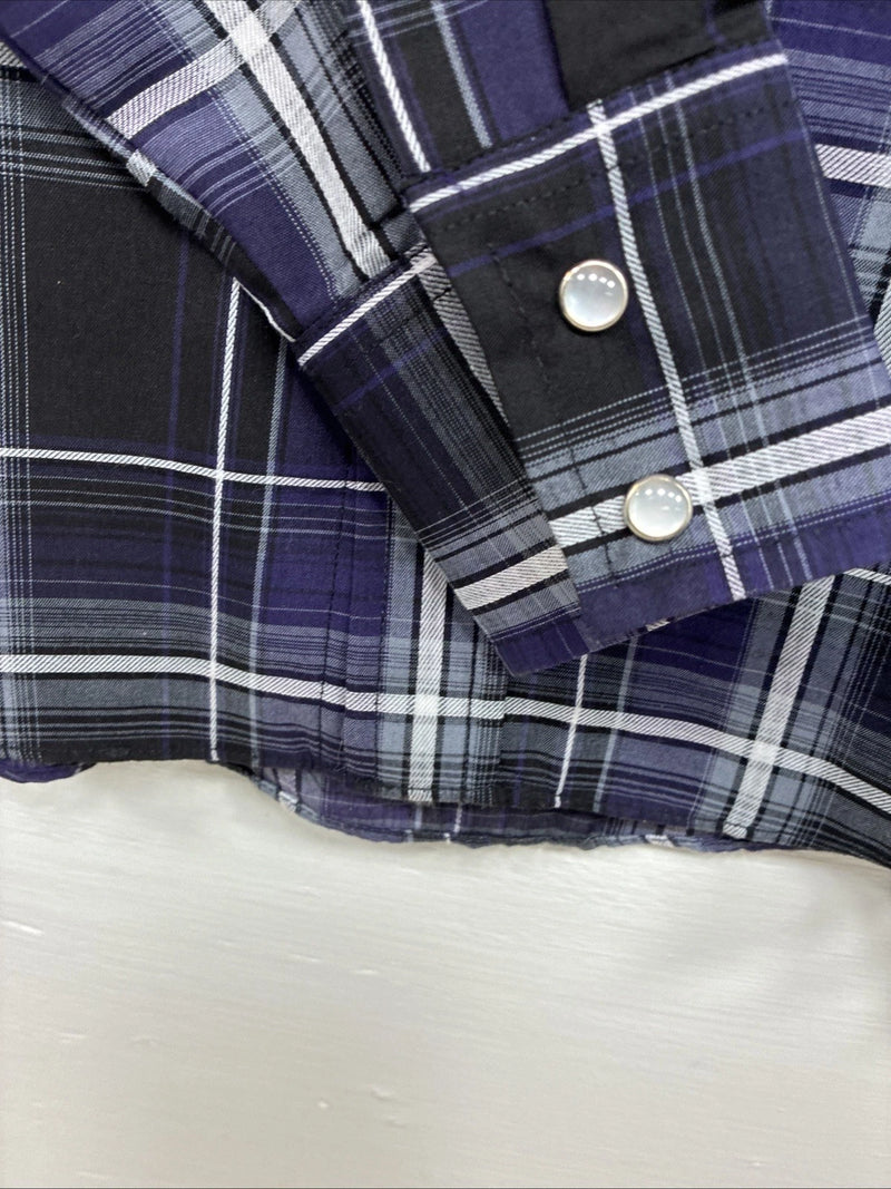 New Kids ELY Cattleman Purple Plaid Long Sleeve Pearl Snap Medium DD-28