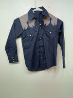 New Women’s Blue Long Sleeve Button Up Shirt 3B-108 