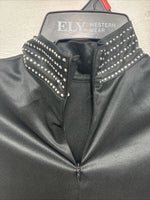 New Women’s Valencia Black Gem Long Sleeve Half Zip Show Shirt Large TT-57