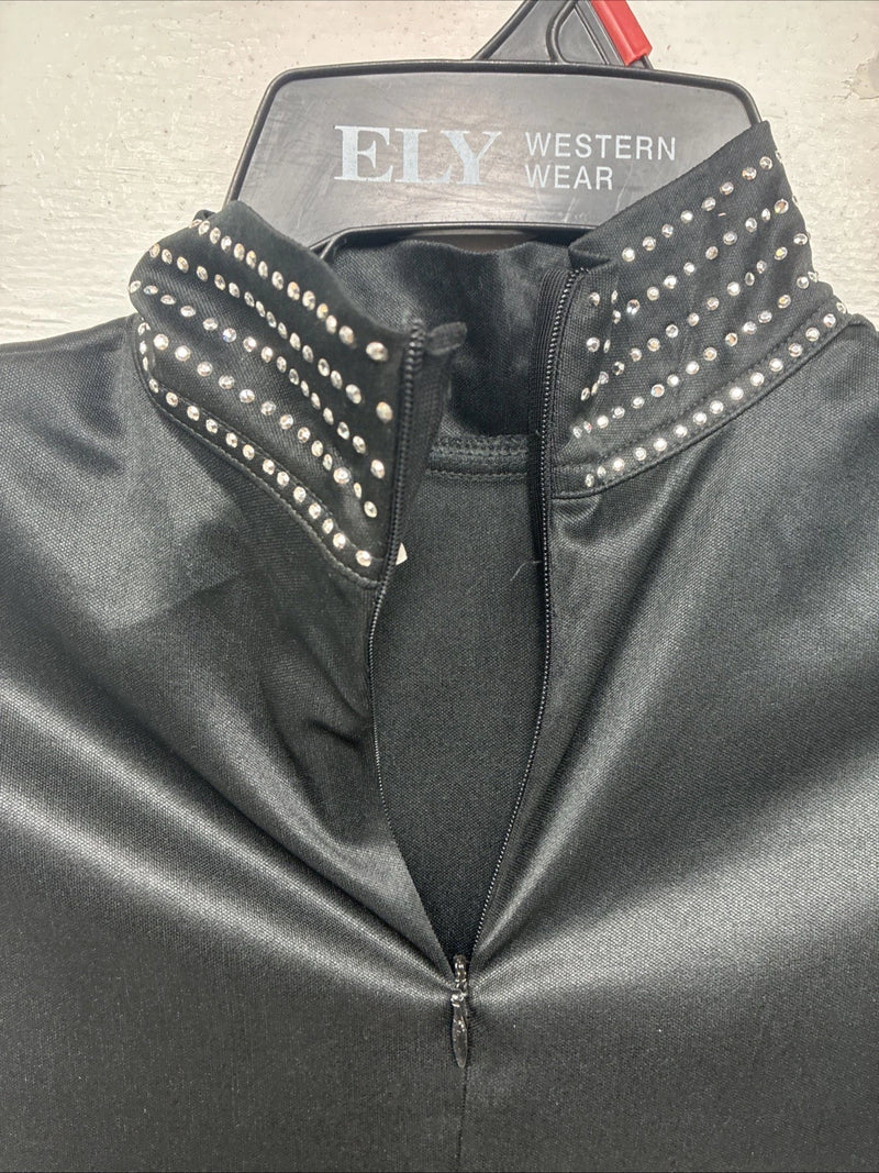 New Women’s Valencia Black Gem Long Sleeve Half Zip Show Shirt Large TT-57