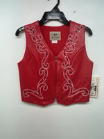New Women’s Red 1849 Authentic Ranchwear Cut Off Zip Up Vest XS #77872 3B-69