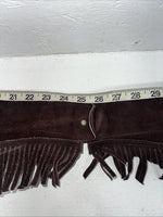 NOS Brown Show Chaps With Fringe Large Adjustable Waist 45” I-62