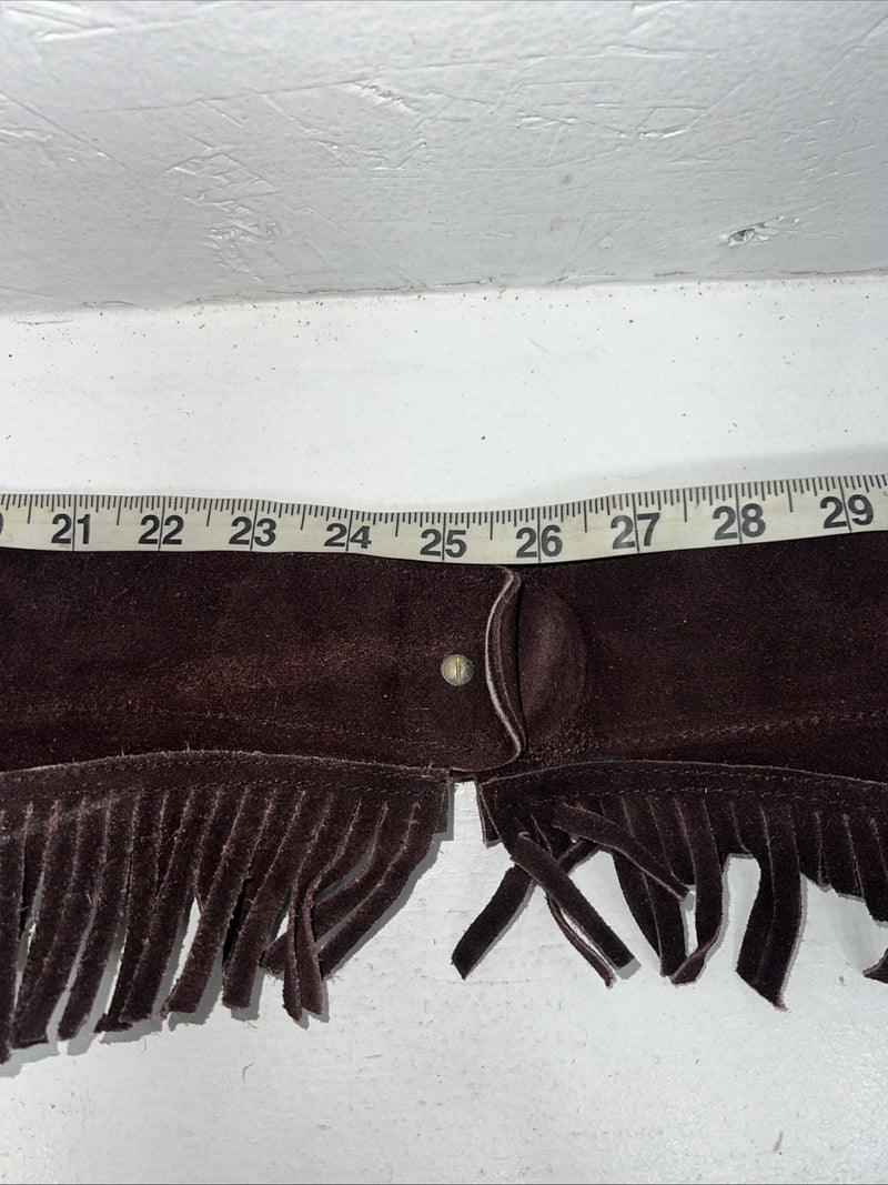 NOS Brown Show Chaps With Fringe Large Adjustable Waist 45” I-62