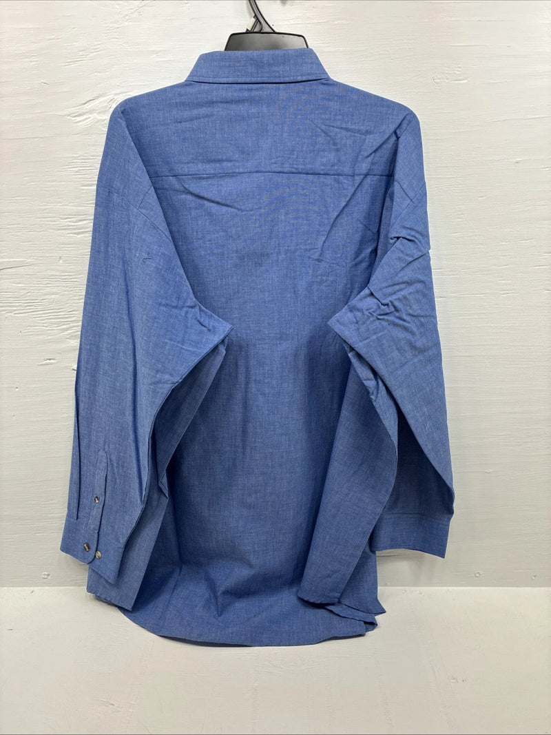 New Men’s ELY Cattleman Blue Long Sleeve Button Up 20.5 X 36 4XL E-100