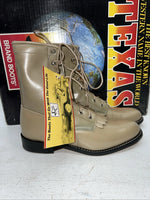New Women’s Tan Lace Up Texas Brand Cowboy Boots. 4498 6.5 6 1/2 M. 19-120