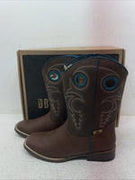 New Youth Brown DBL Barrel Cowboy Boots. 4476232 5. 2-94