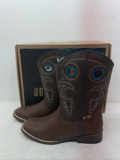 New Youth Brown DBL Barrel Cowboy Boots. 4476232 5. 2-94