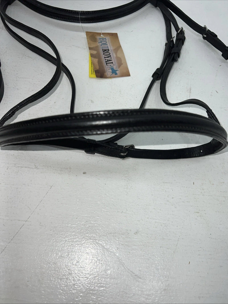 New Equiroyal Black Brown Full English Bridle With Reins #21-9556 Y-28