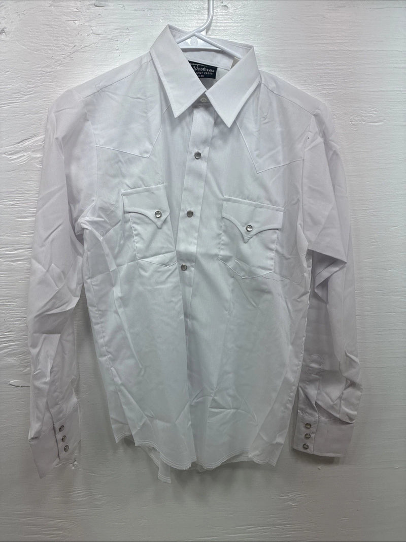 New Men’s Champion Western White Long Sleeve Pearl Snap 16 Large DD-42