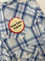 Me Women’s Cumberland Blue Plaid Long Sleeve Pearl Snap XL II-92