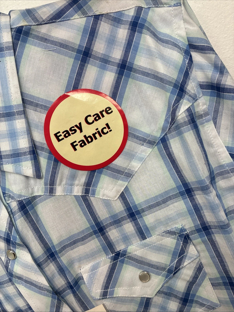 Me Women’s Cumberland Blue Plaid Long Sleeve Pearl Snap XL II-92