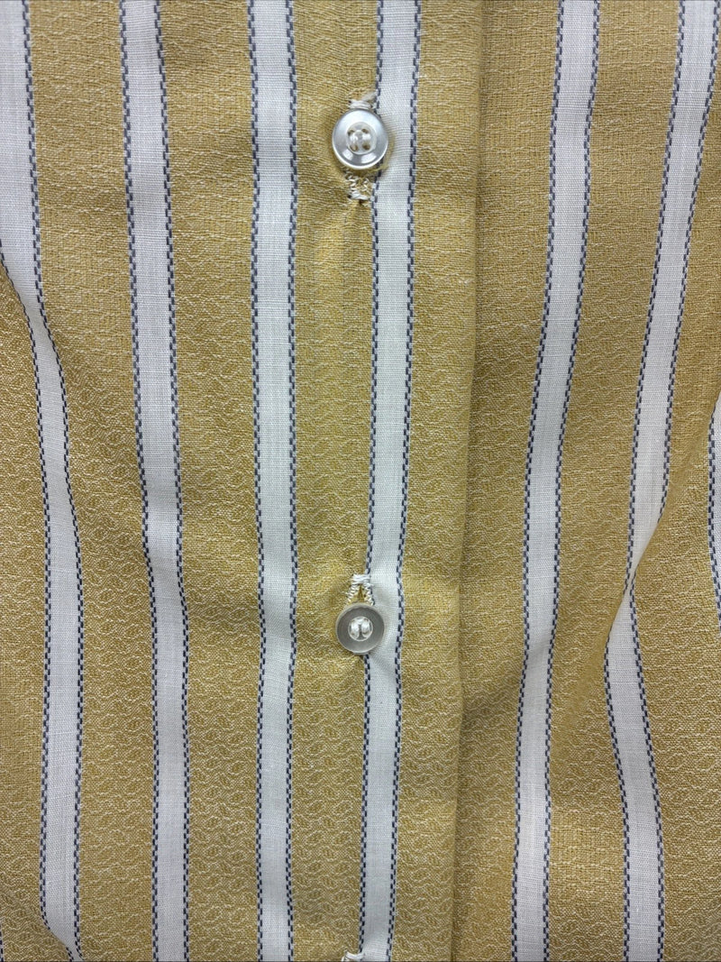 New Women’s Fenton Yellow White Stripe Long Sleeve Button Up Size 14 KK-99