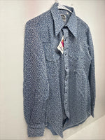 New Men’s Miller Blue Deigned Long Sleeve Pearl Snap 15 Medium II-104