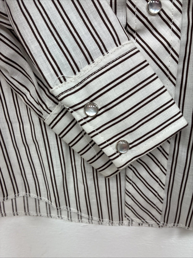 New Kids Kangaroo Brown Stripe long Sleeve Pearl Snap Size 8 DD-136