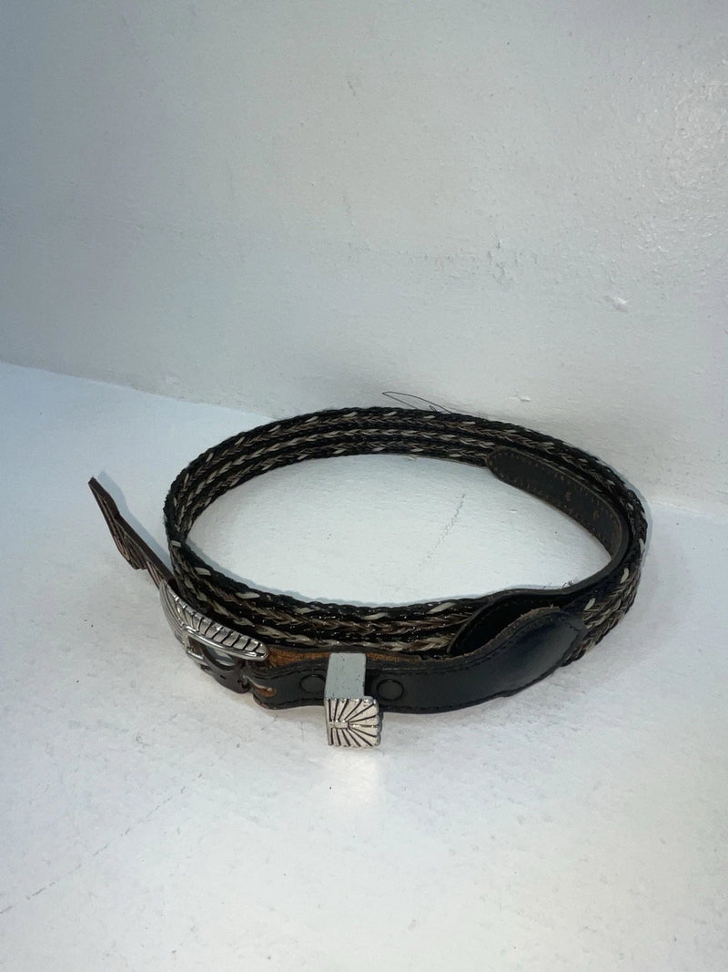 New Black Genuine Leather Chambers Braided 30” Belt #W7517 Z-44