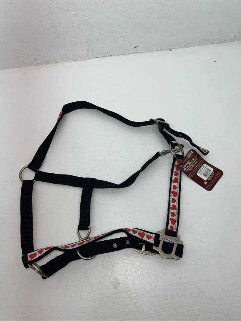 New Tough 1 Black Nylon Halter With Red Hearts Full #50-2031 3C-11