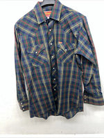 New Men’s Green Plaid Pearl Snap ELY plains Long Sleeve Shirt. 15.5x33 M I-49