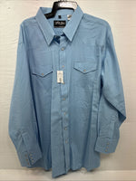 New Men’s White Horse Blue Checkered Long Sleeve Pearl Snap 2XL H-28