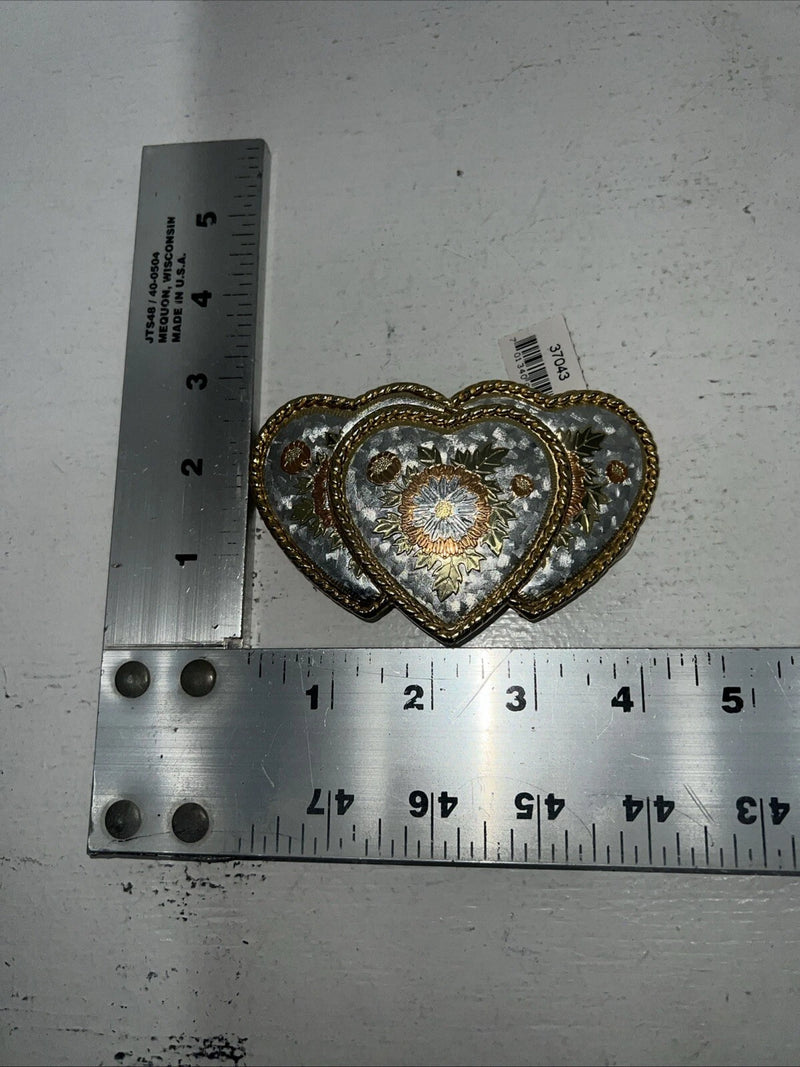 New Women’s Double S 3 Heart Gold Belt Buckle. 37043 A-104