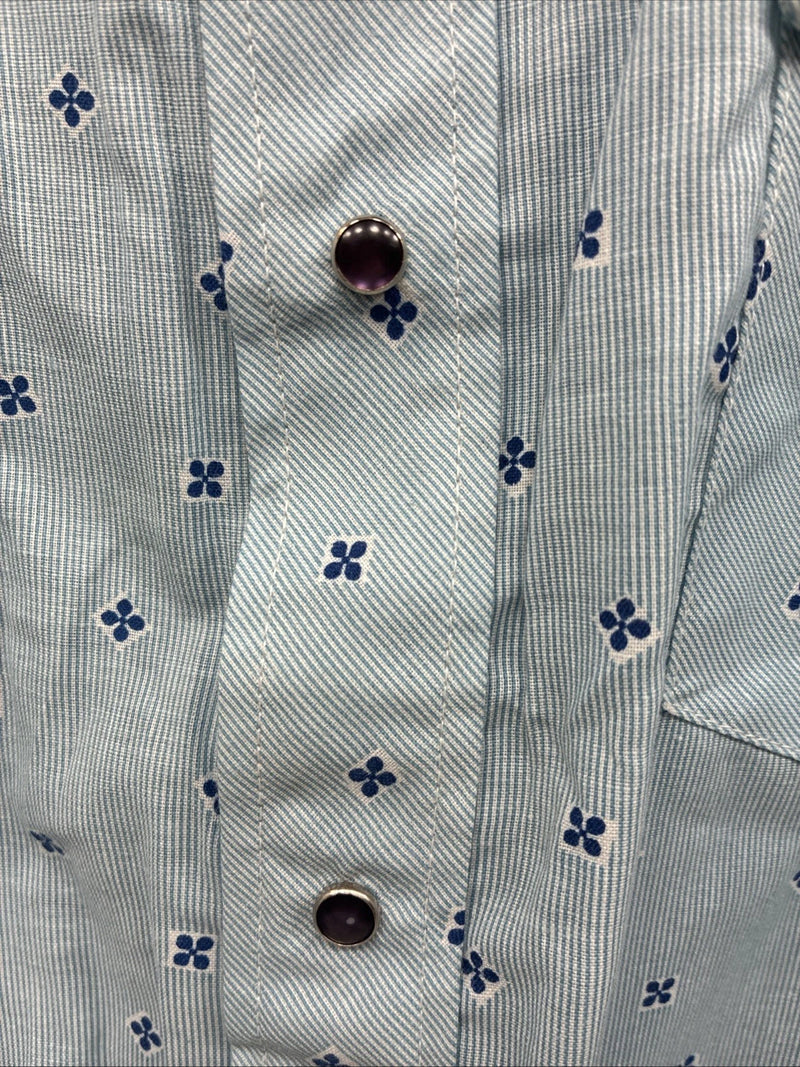 New Men’s Dickson Jenkins Blue Floral Long Sleeve Pearl Snap 17.5 XL AA-6