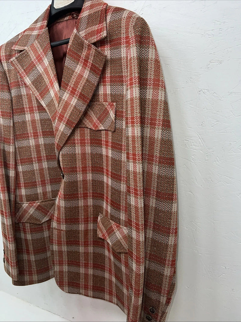 New Men’s Pioneer Wear Red Plaid Suit Jacket 44 #554 LL-608