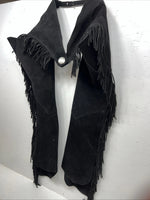 NOS Black Show Chaps With Fringe Adjustable Waist 41” N-21