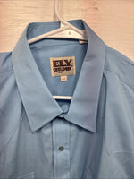 New Men’s ELY Cattleman Blue Someone Short Sleeve Pearl Snap 17 XL O-28