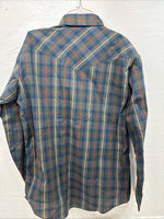 New Men’s ELY Plains Green Multicolor Plaid Long Sleeve Pearl Snap Large Q-66
