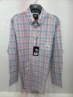 New Men’s ELY Cattleman White Multicolor Plaid Long Sleeve Button Up Large Q-21