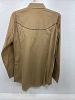 New Men’s ELY Cattleman Brown Eagle Design Long Sleeve Pearl Snap Medium J-95