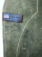 New Green Congress Leather Show Chaps With Fringe Adjustable Waist 51” N-26